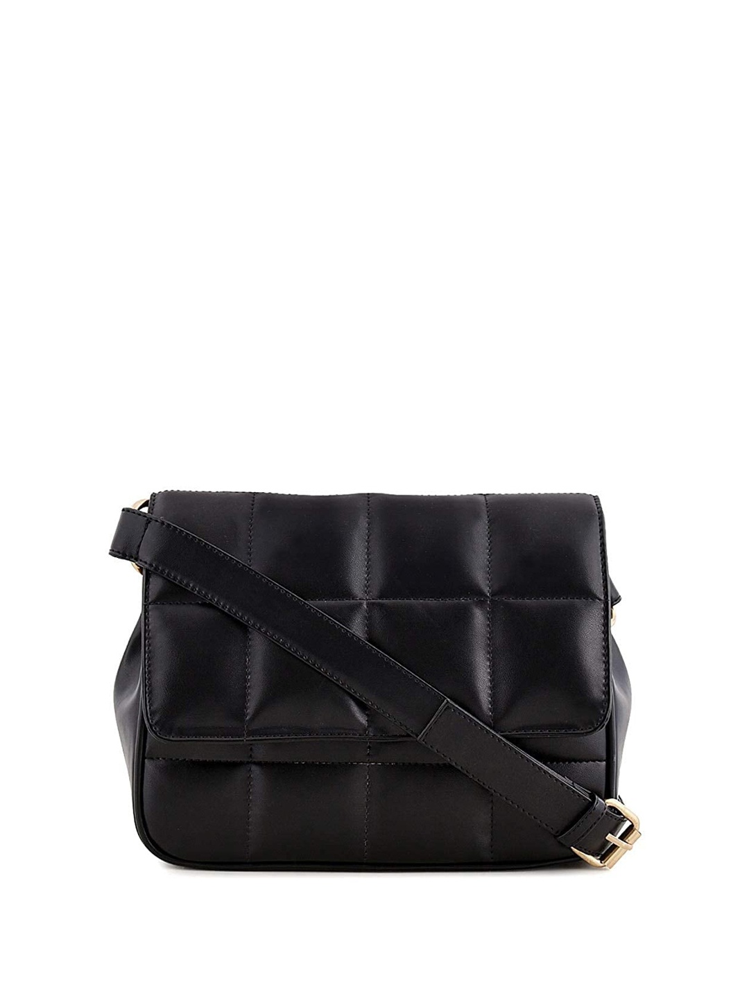 

DressBerry Black Quilted Structured Sling Bag