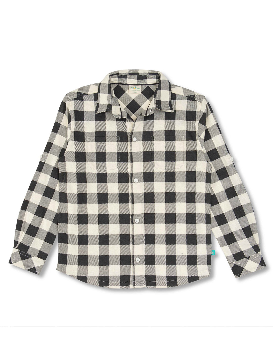 

JusCubs Boys Gingham Checks Premium Cotton Casual Shirt, White