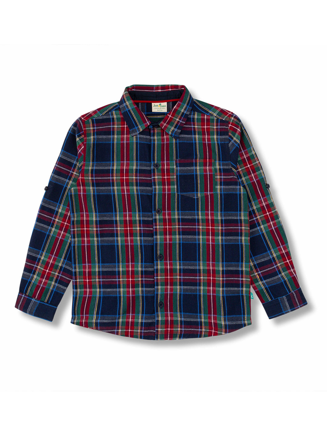 

JusCubs Boys Tartan Checks Premium Cotton Casual Shirt, Navy blue