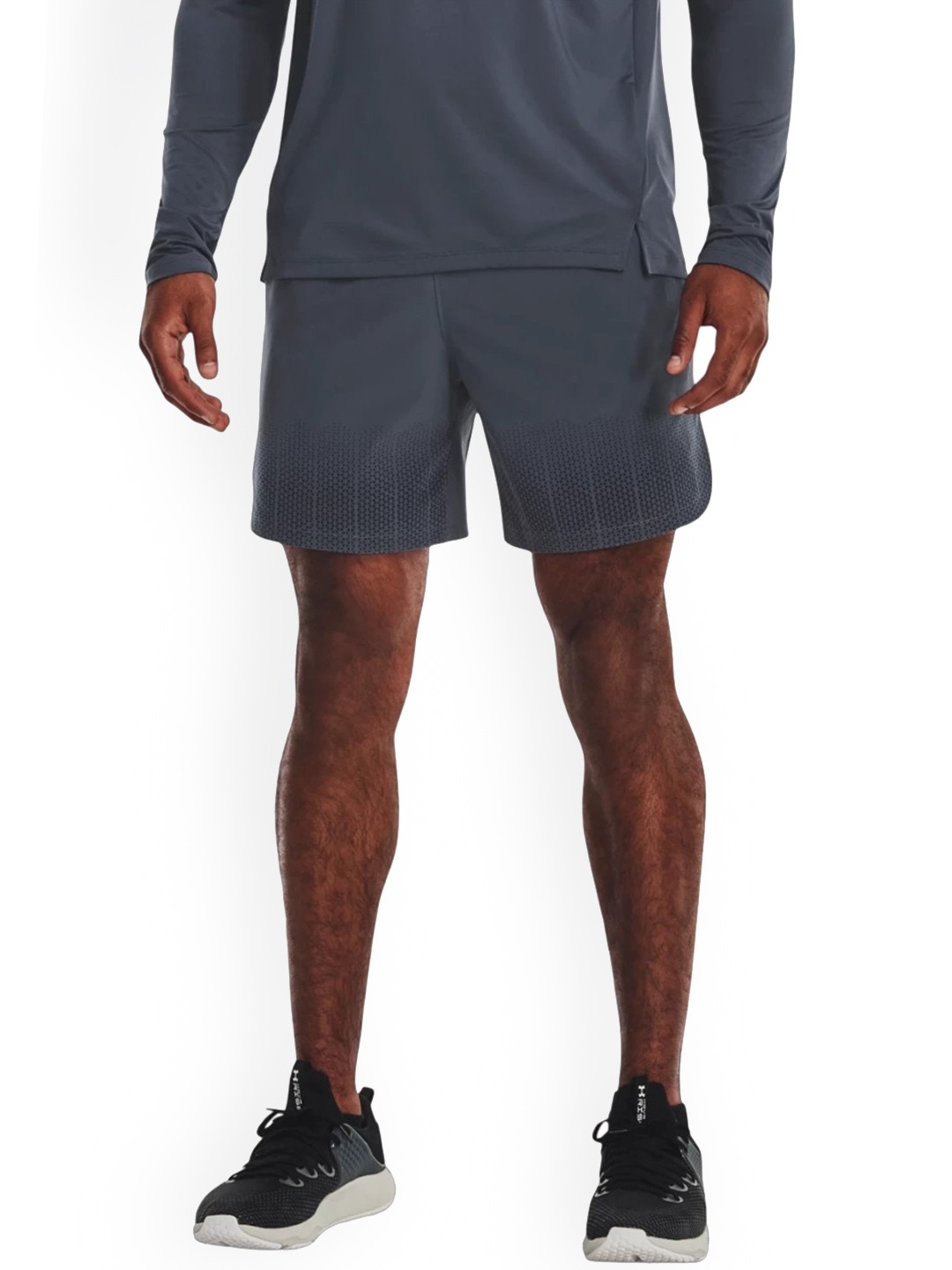 

UNDER ARMOUR Men Printed Peak Woven Shorts, Grey