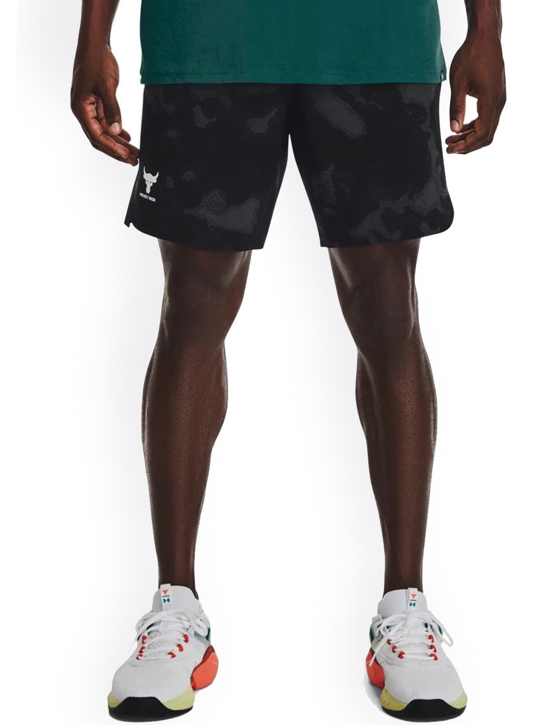 UNDER ARMOUR Men Project Rock Woven Printed Loose-Fit Sports Shorts, Black