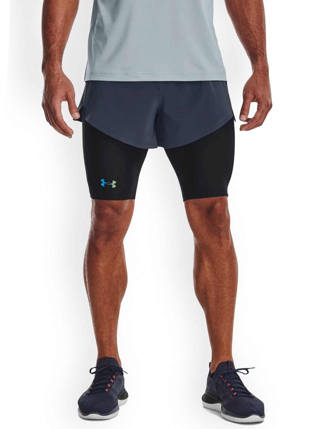 

UNDER ARMOUR Men Brand Logo Printed Skinny-Fit Shorts, Grey