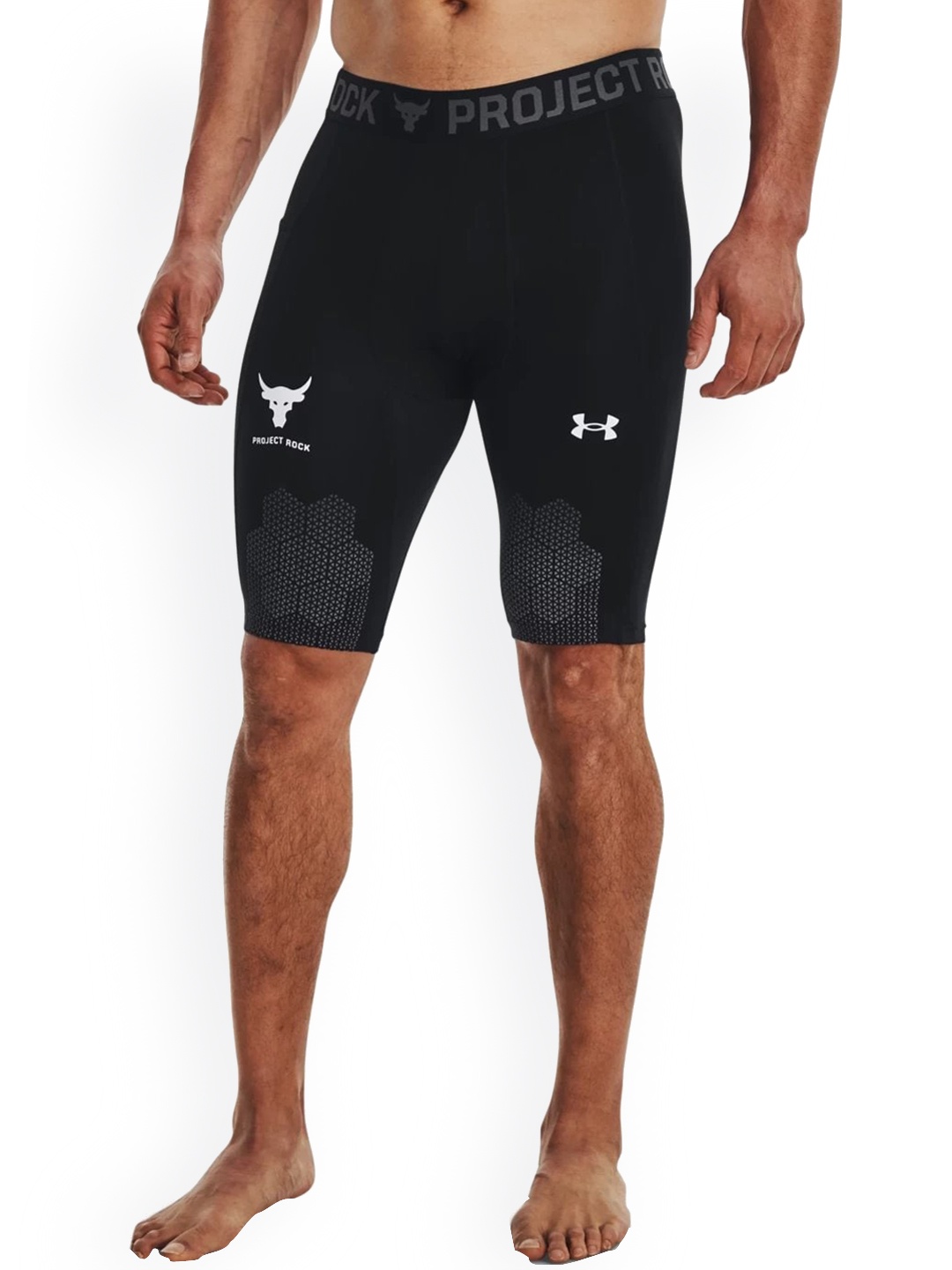 

UNDER ARMOUR Men Printed Skinny-Fit Sports Shorts, Black