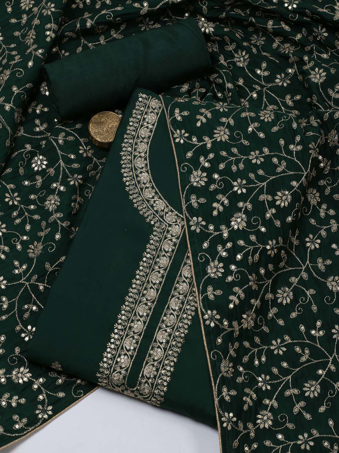 

Meena Bazaar Embroidered Unstitched Dress Material, Green