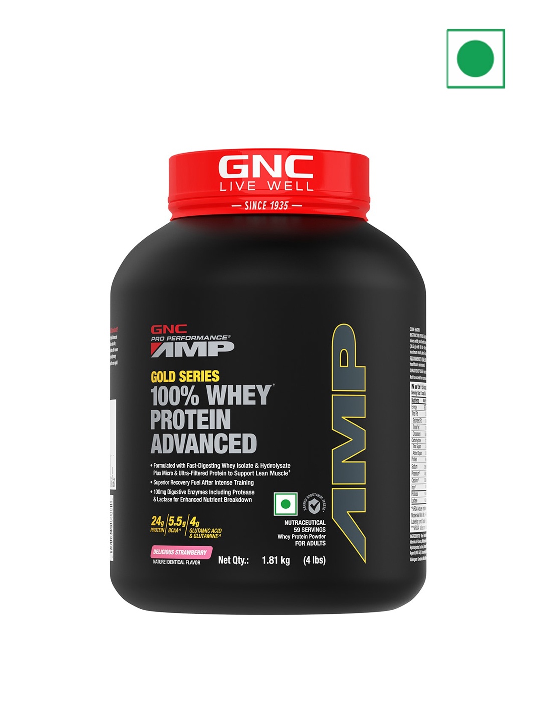 

GNC AMP Gold Series 100% Whey Protein Advanced 1.81 kg, Black