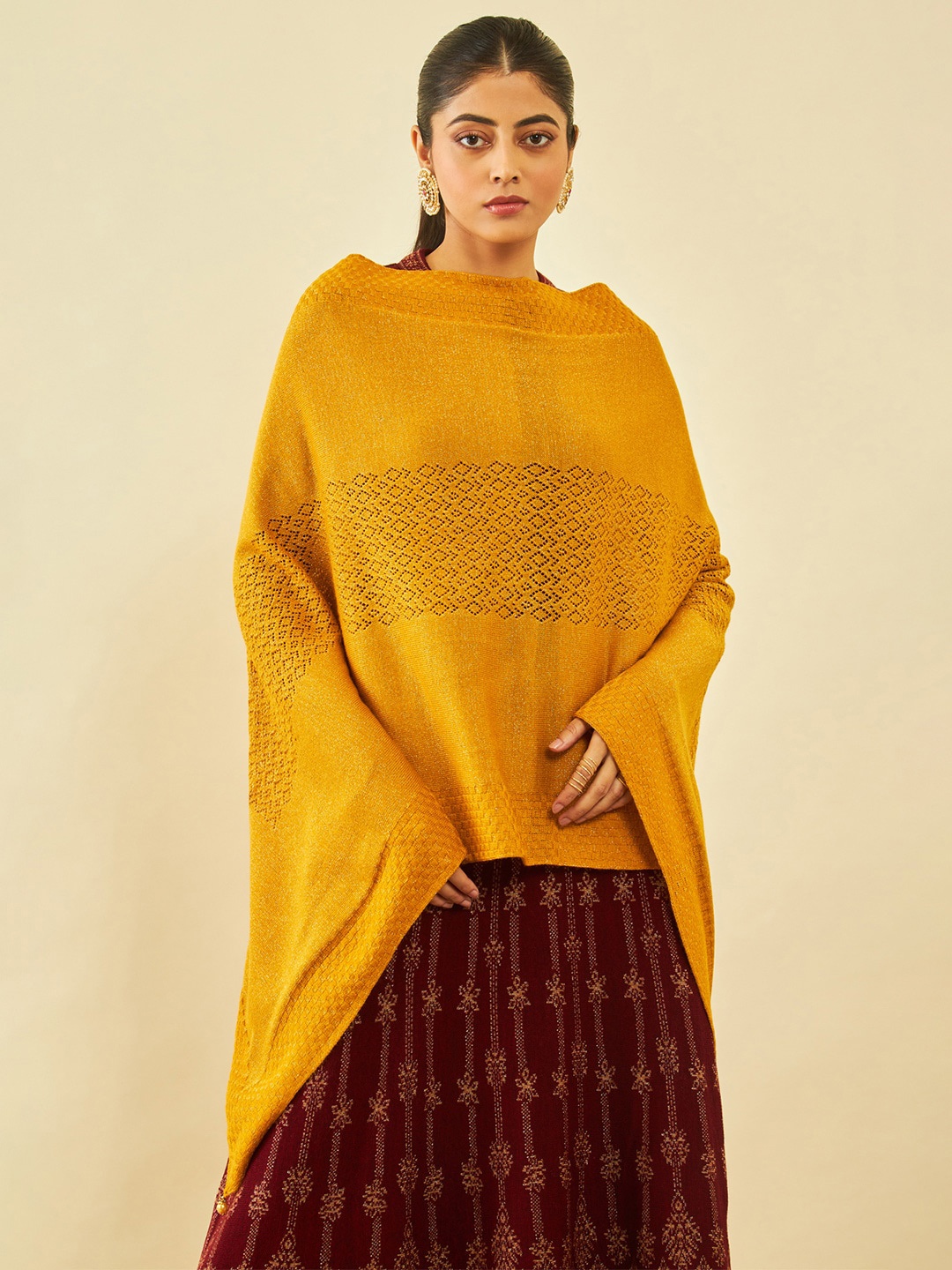 

Soch Geometric Woven Design Acrylic Shawl, Mustard