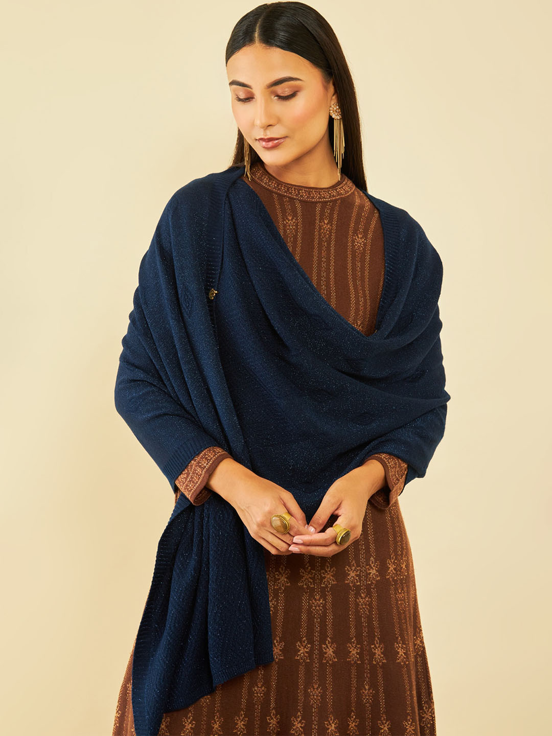 

Soch Acrylic Shawl, Navy blue