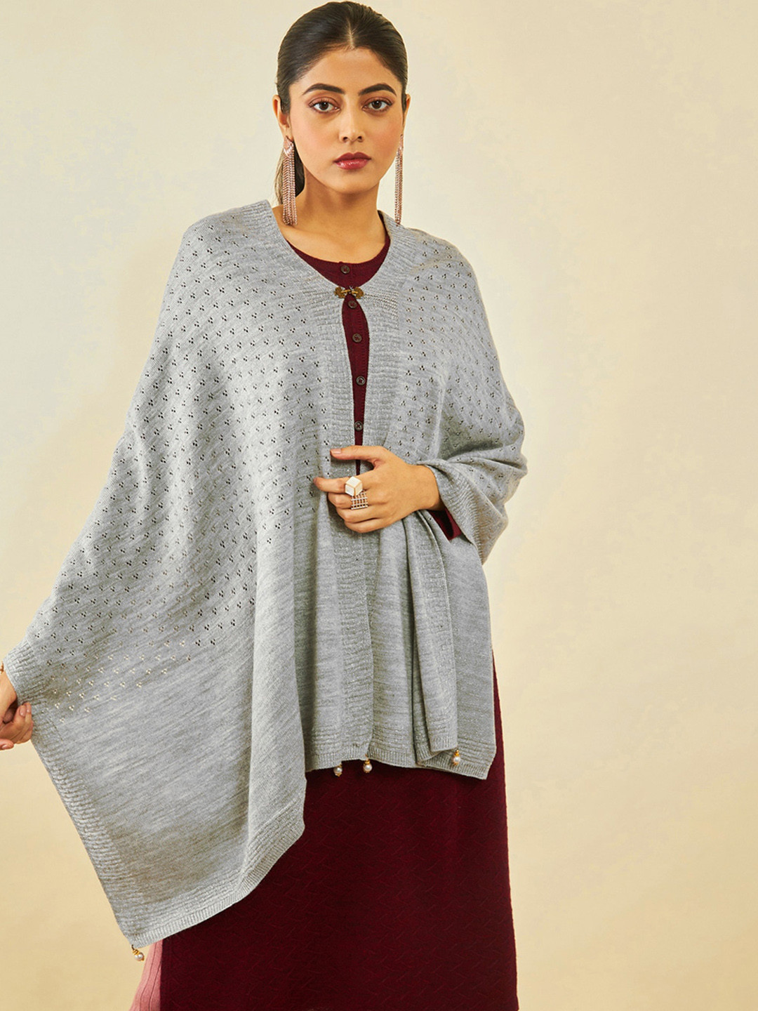 

Soch Woven Design Acrylic Shawl, Grey
