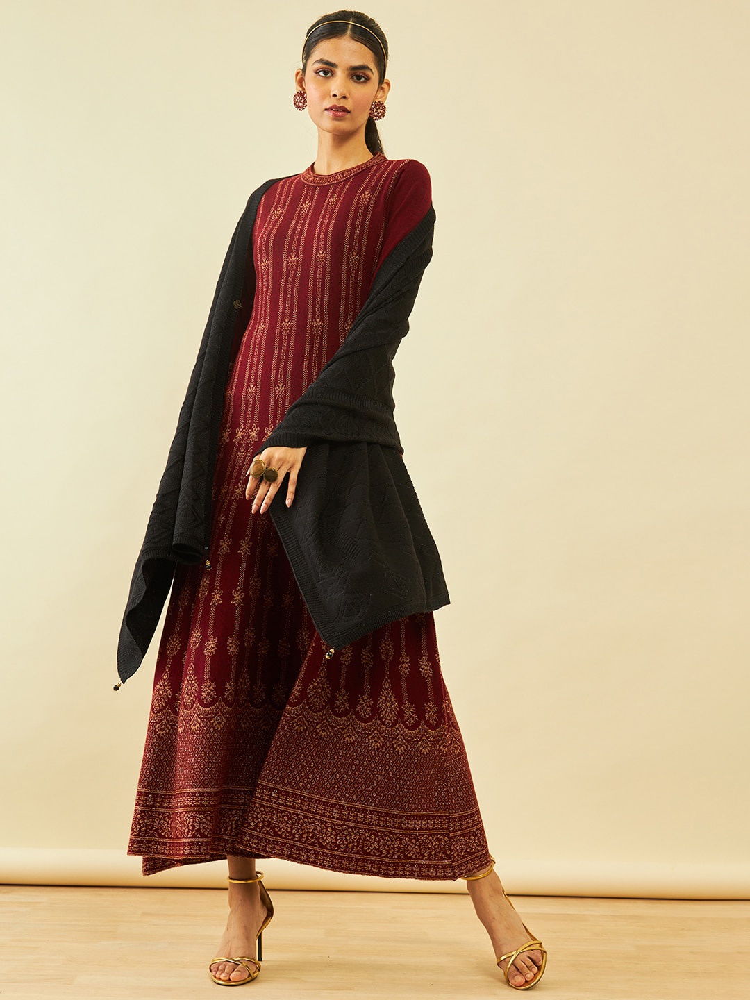 

Soch Geometric Woven Design Acrylic Shawl, Black