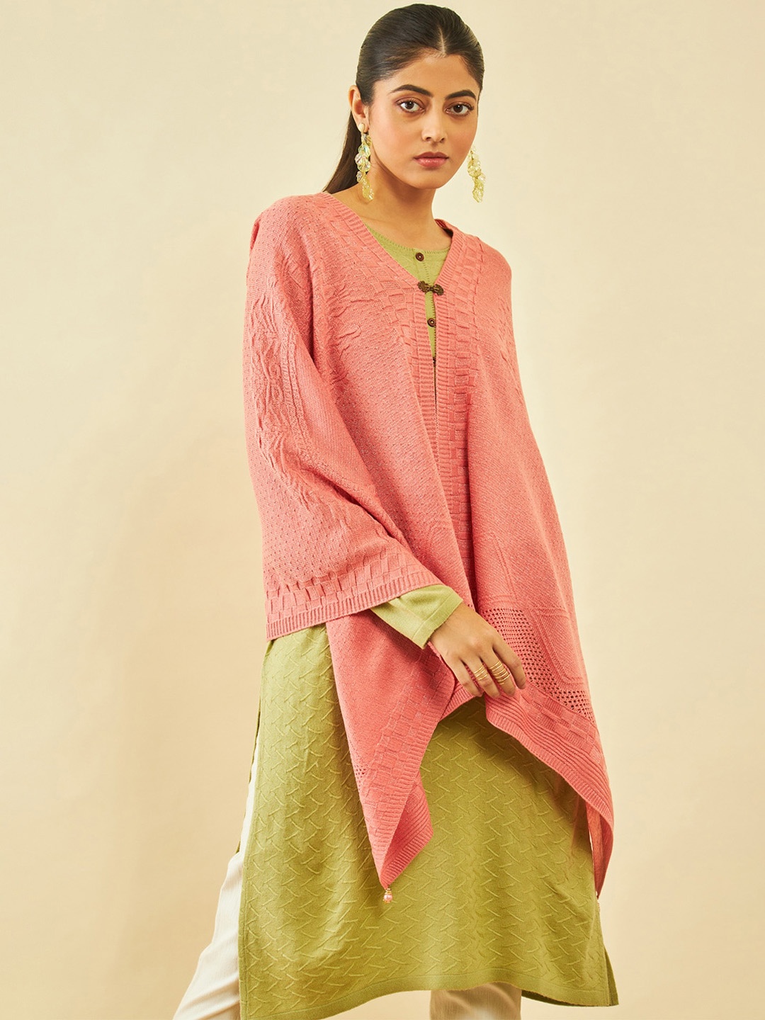 

Soch Woven Design Acrylic Shawl, Peach