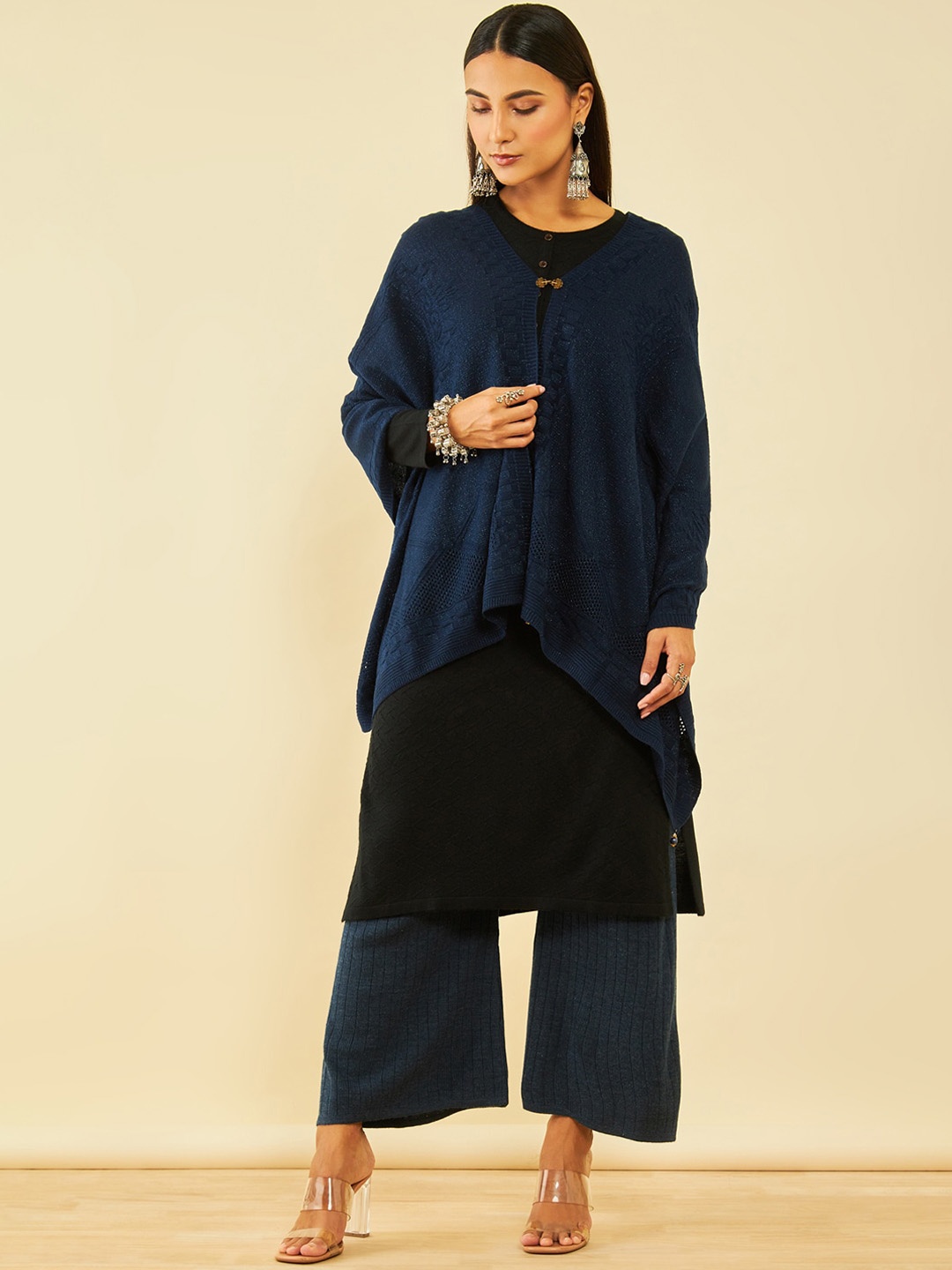 

Soch Woven Design Pure Acrylic Shawl, Navy blue