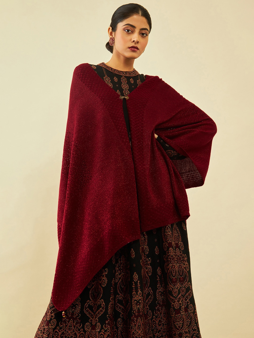 

Soch Woven Design Shawl, Maroon