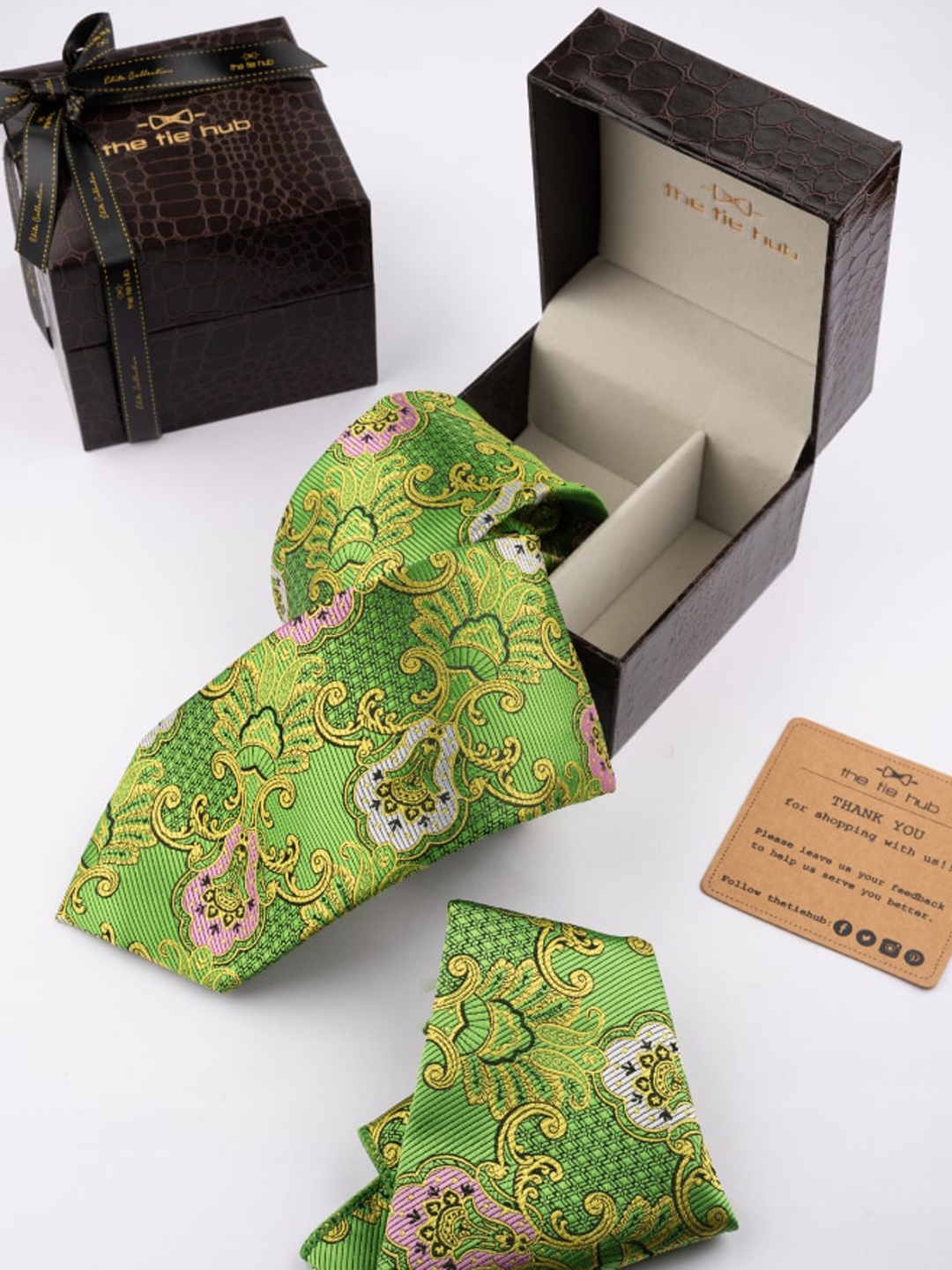 

The Tie Hub Printed Accessory Gift Set, Green