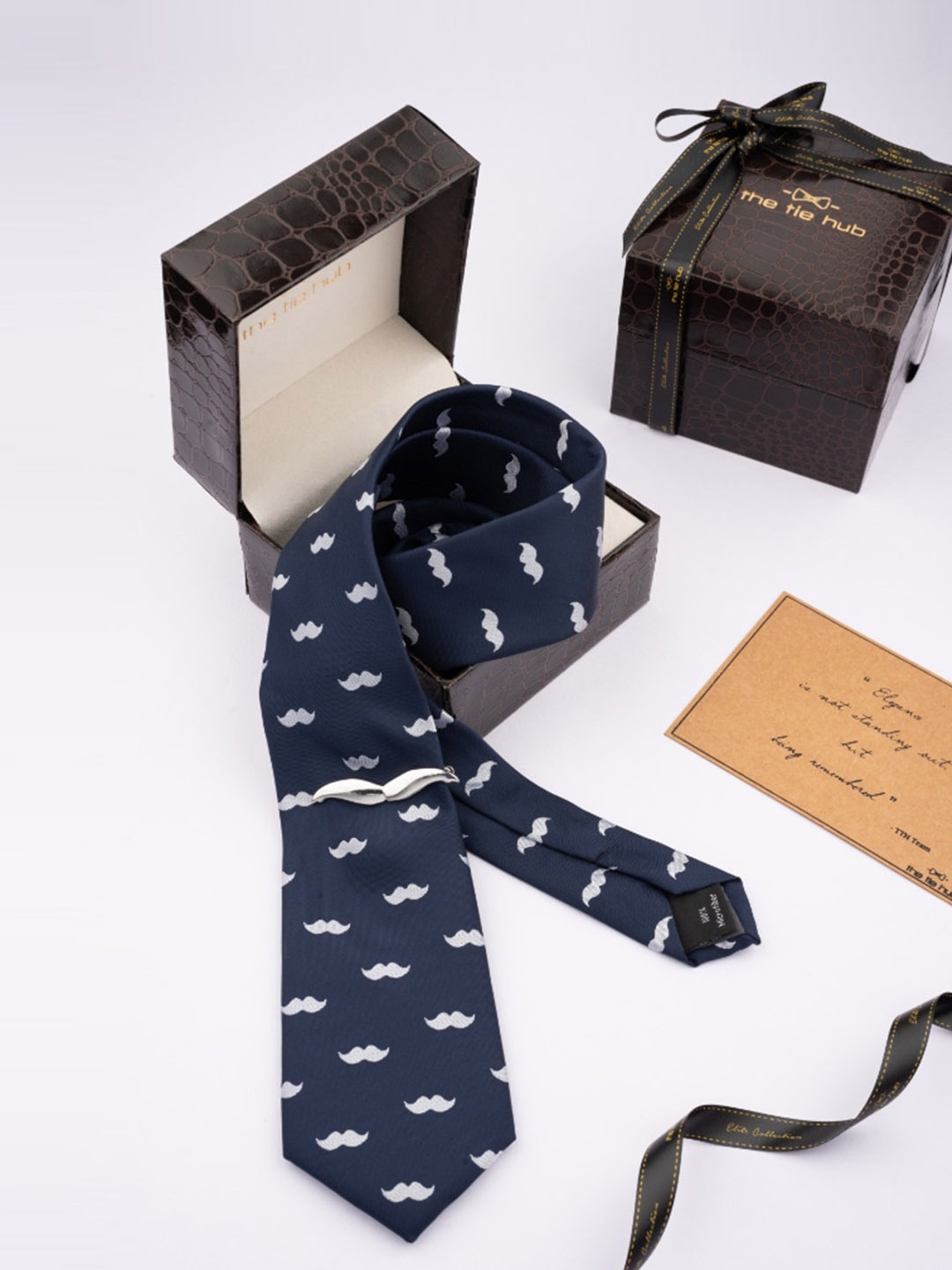 

The Tie Hub Men PrintedTie With Tie Bar Accessory Gift Set, Blue