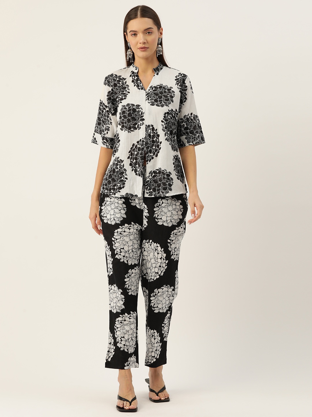 

MISRI Floral Printed Pure Cotton Co-Ords, White
