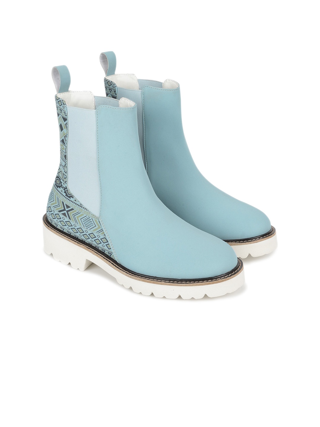 

yoho Women Printed Mid-Top Chelsea Boots, Blue
