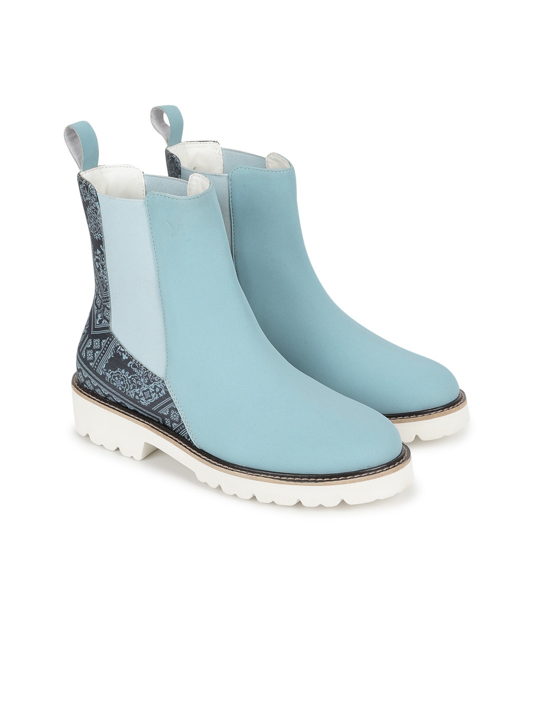 

yoho Women Printed Mid-Top Chelsea Boots, Blue