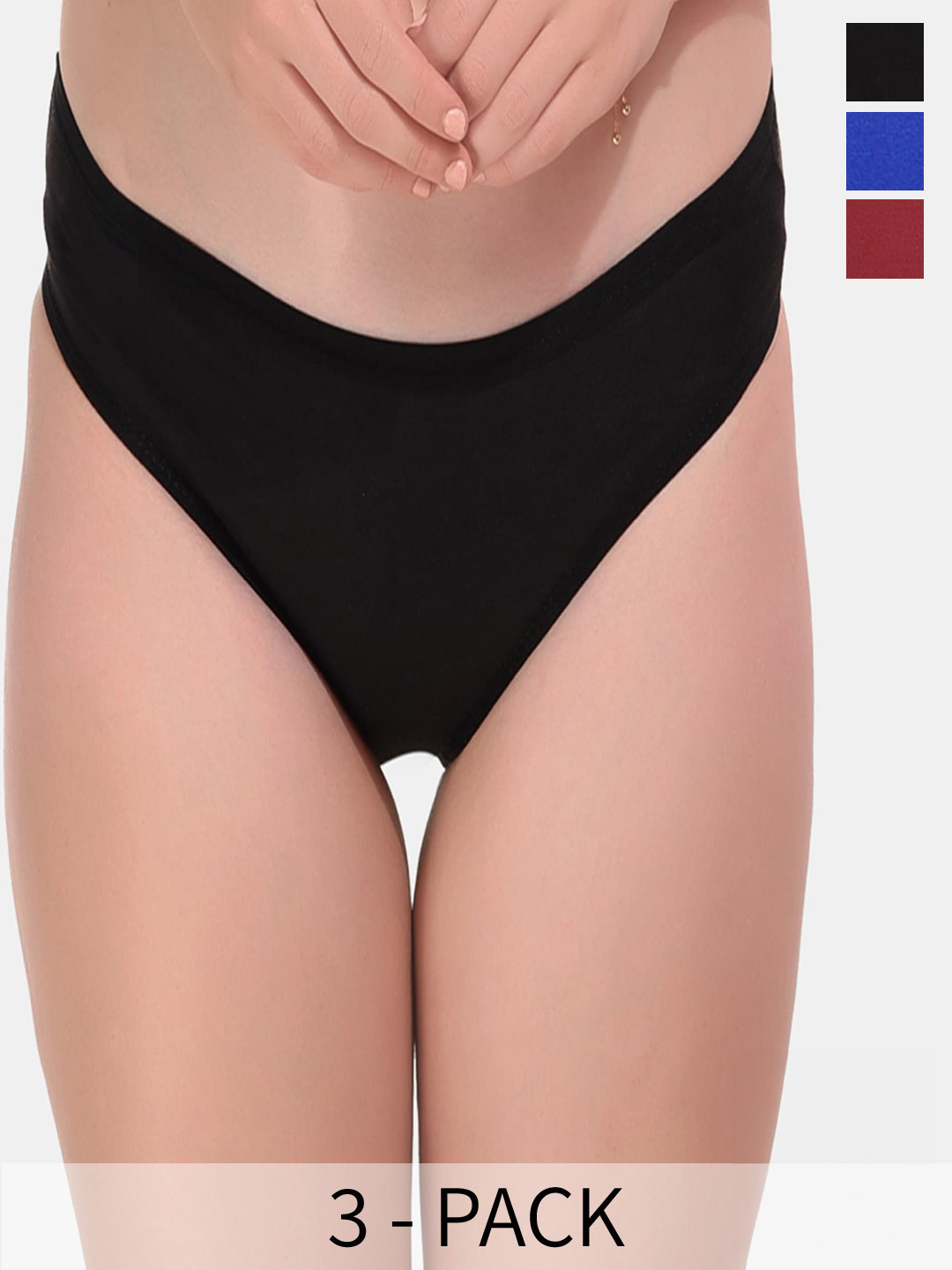 

ESOROUCHA Pack Of 3 Mid-Rise Hipster Briefs, Blue