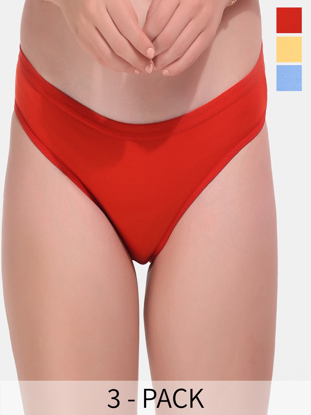

ESOROUCHA Women Pack Of 3 Hipster Briefs, Red