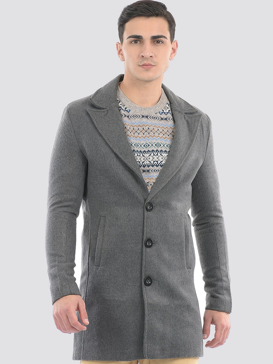 

LONDON FOG Notched Lapel Single-Breasted Blazer, Grey