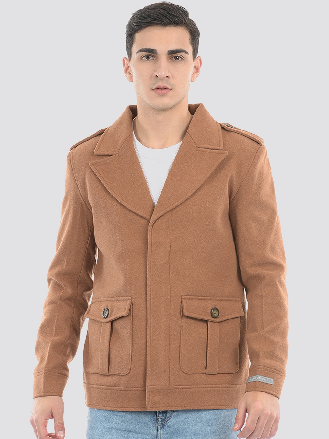 

LONDON FOG Single-Breasted Blazer, Brown