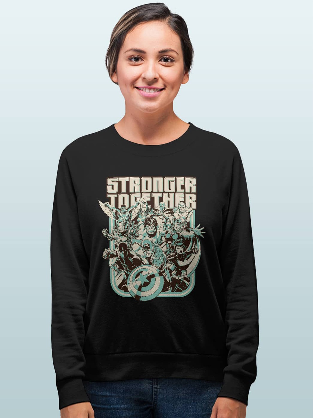 

macmerise Marvel Printed Dry Fit Sweatshirt, Black