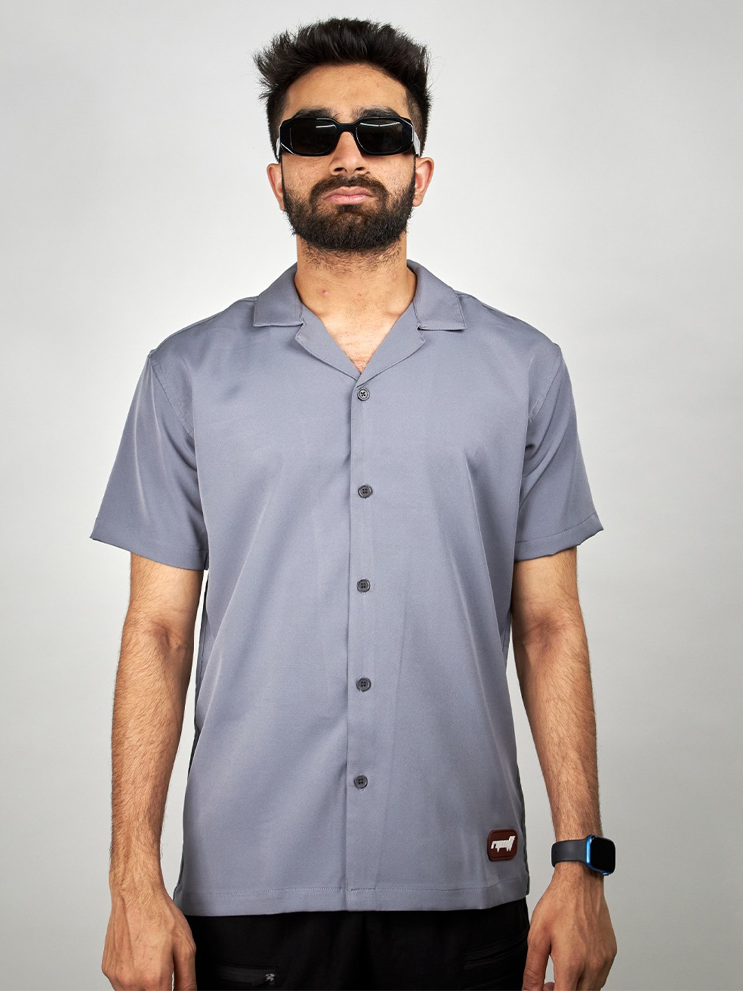 

RIPOFF Comfort Cuban Collar Casual Shirt, Grey