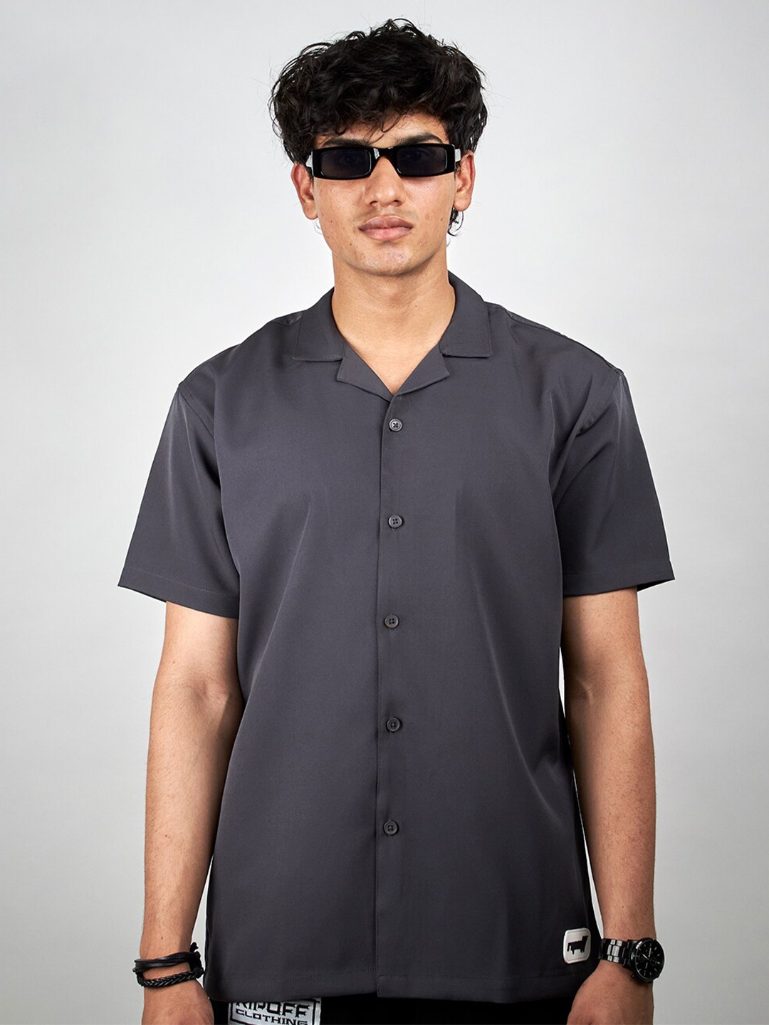 

RIPOFF Comfort Cuban Collar Casual Shirt, Grey