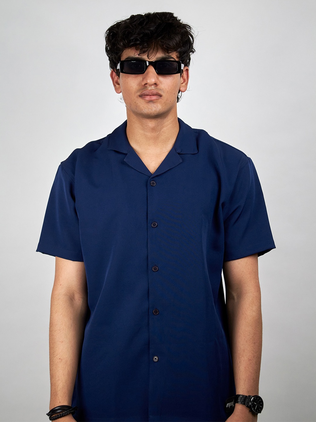 

RIPOFF Comfort Cuban Collar Casual Shirt, Blue
