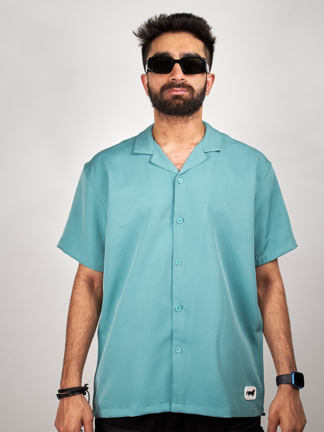 

RIPOFF Comfort Cuban Collar Casual Shirt, Sea green