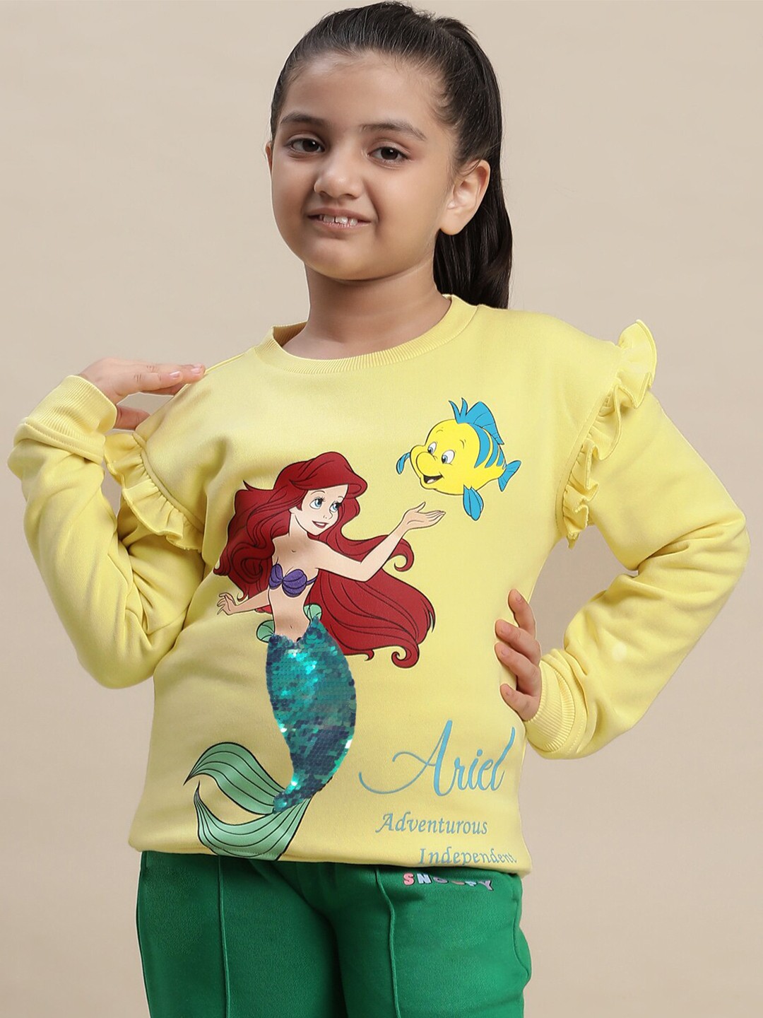 

Kids Ville Girls Disney Princess Printed Cotton Sweatshirts, Yellow
