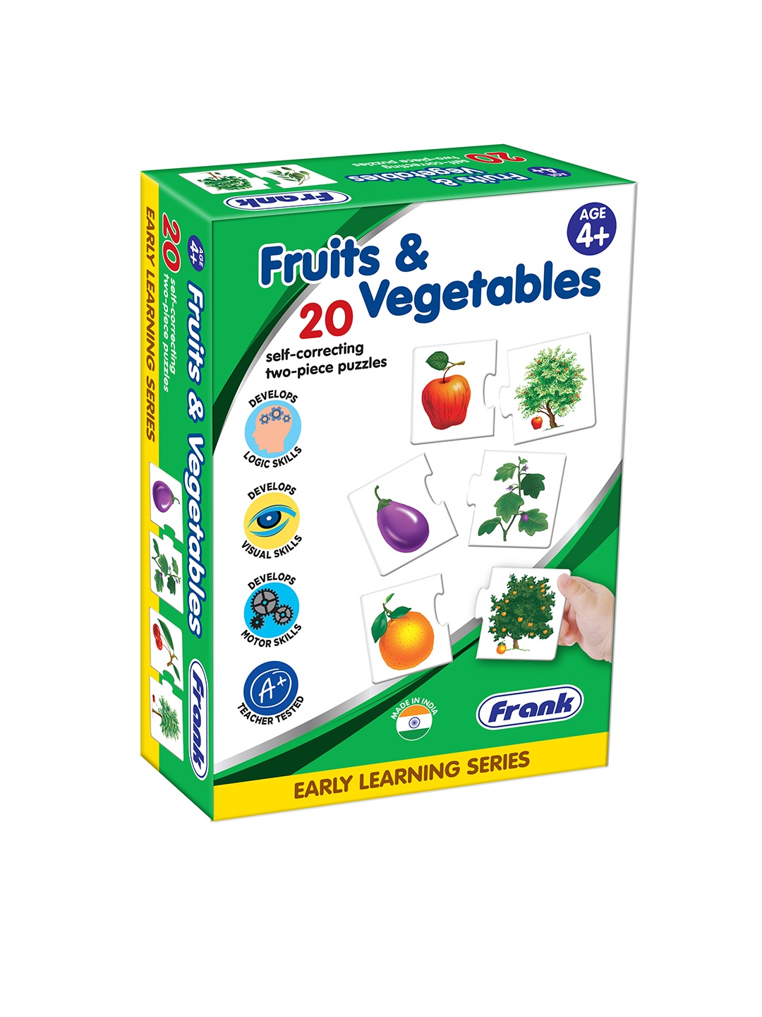 

Frank Set of 20 Two-Piece Fruits & Vegetables Early Learning Puzzle, Multi