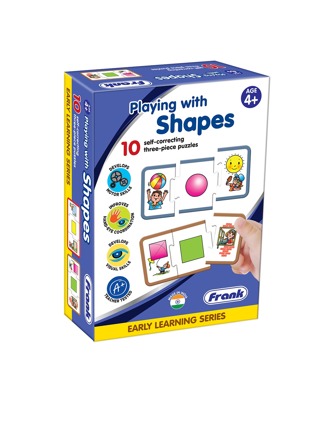 

Frank Set of 10 Three-Piece Playing With Shapes Early Learning Puzzle, Multi