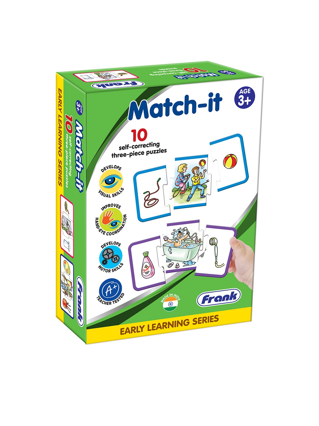 

Frank Set of 10 Three-Piece Match-It Early Learning Puzzle, Multi