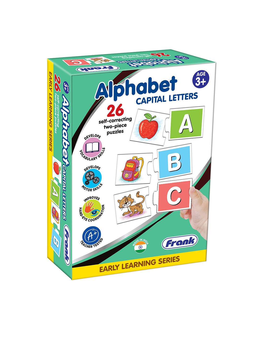 

Frank Set of 26 Two-Piece Alphabet Capital Letters Early Learning Puzzle, Multi