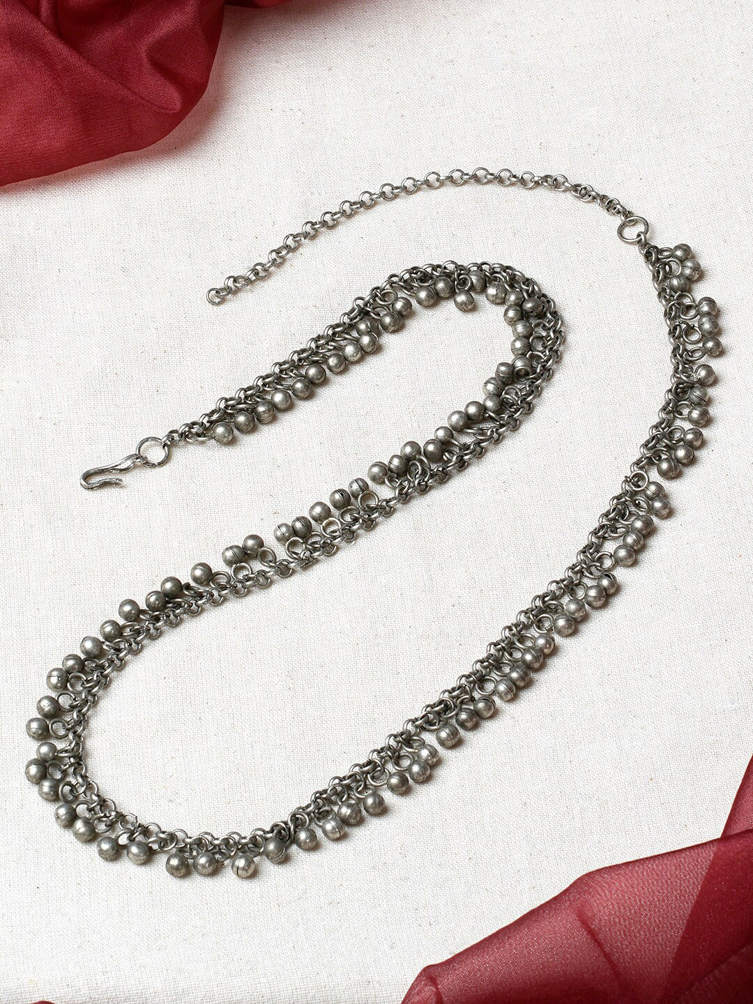

TEEJH Silver-Plated Oxidised Ghungroo Kamarbandh