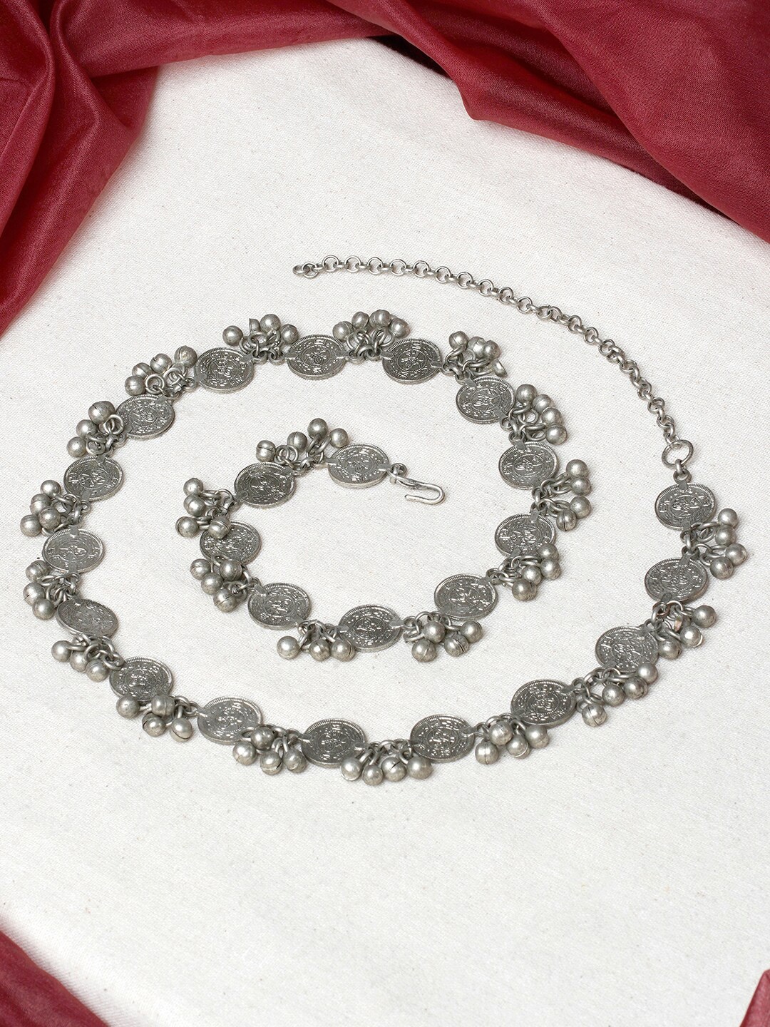 

TEEJH Silver-Plated Silver-Plated Oxidised Waist Chain