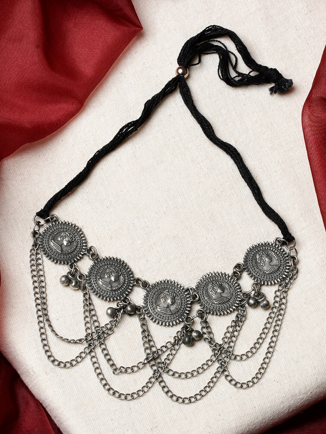 

TEEJH Silver-Plated Oxidised Necklace