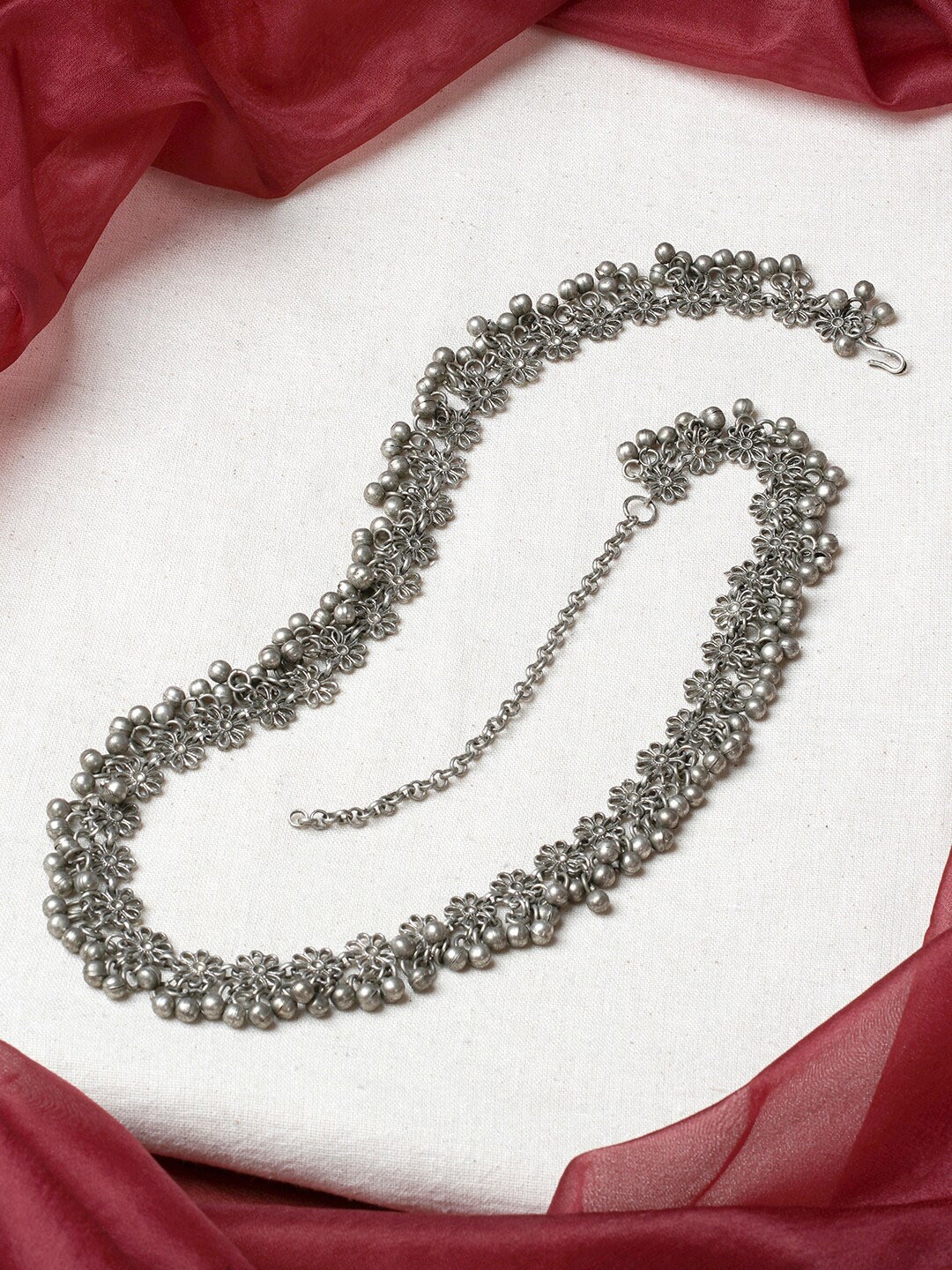 

TEEJH Silver-Plated Oxidised Ghungroo Kamarbandh