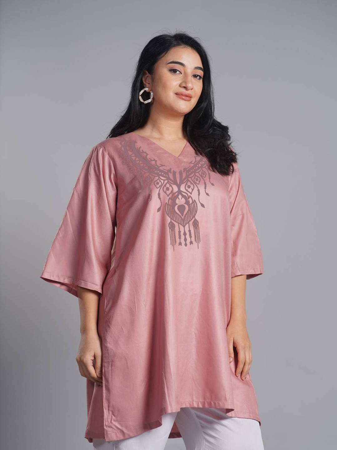 

LetsDressUp Ethnic Motifs Printed Kurti, Pink