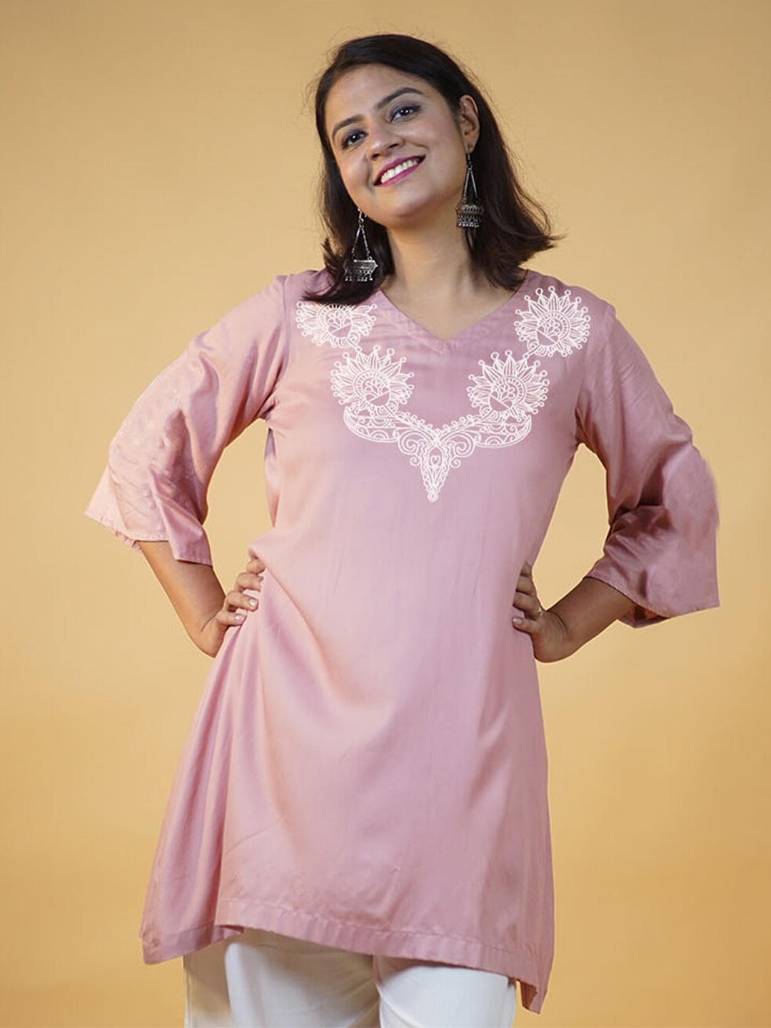 LetsDressUp Ethnic Motifs Printed Kurti, Pink