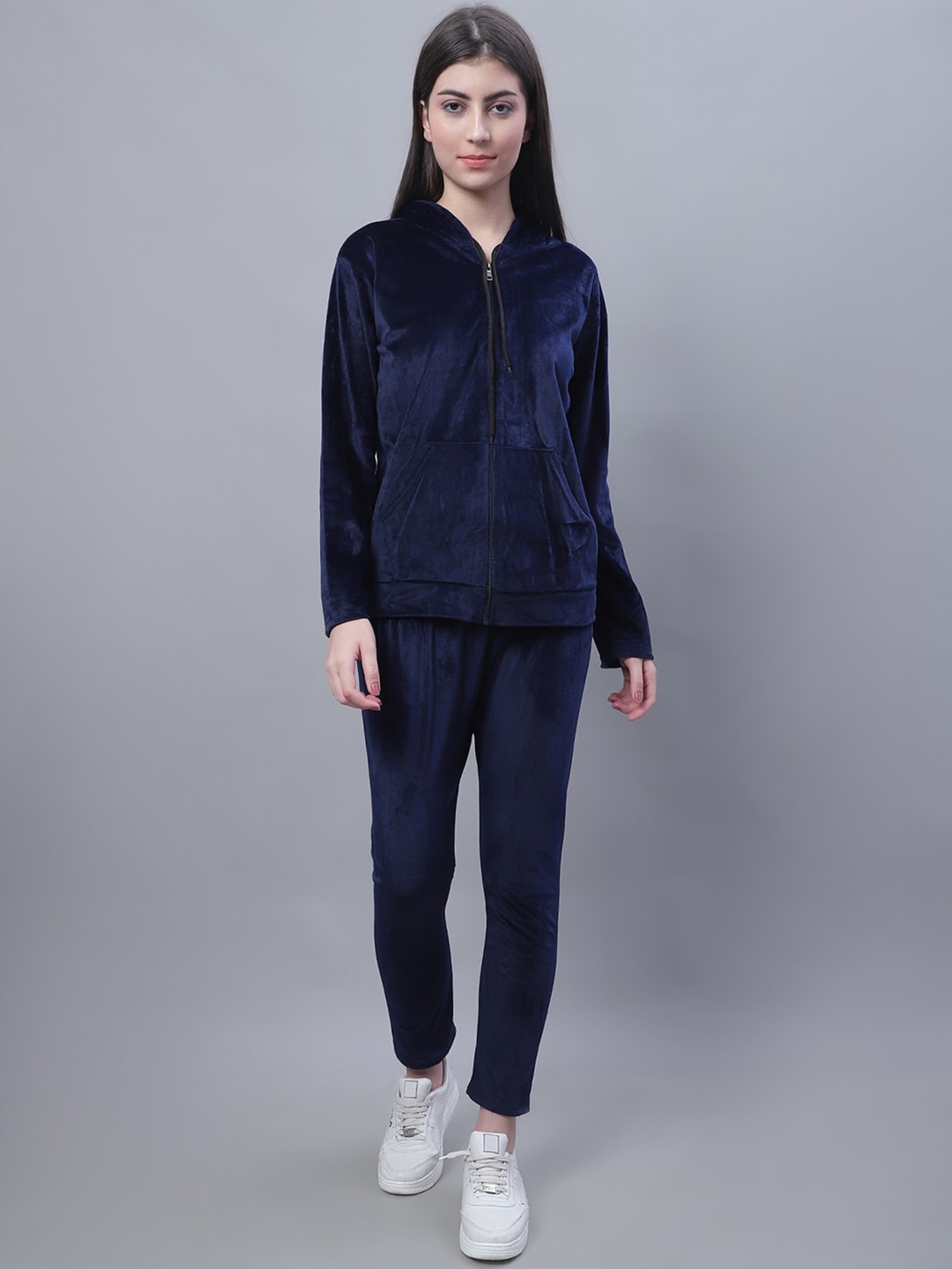 

TAG 7 Hooded Velvet Co-Ords, Navy blue