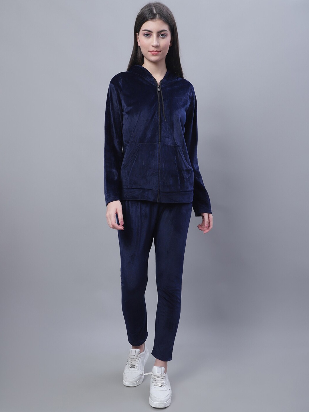 

TAG 7 Hooded Velvet Co-Ords, Navy blue