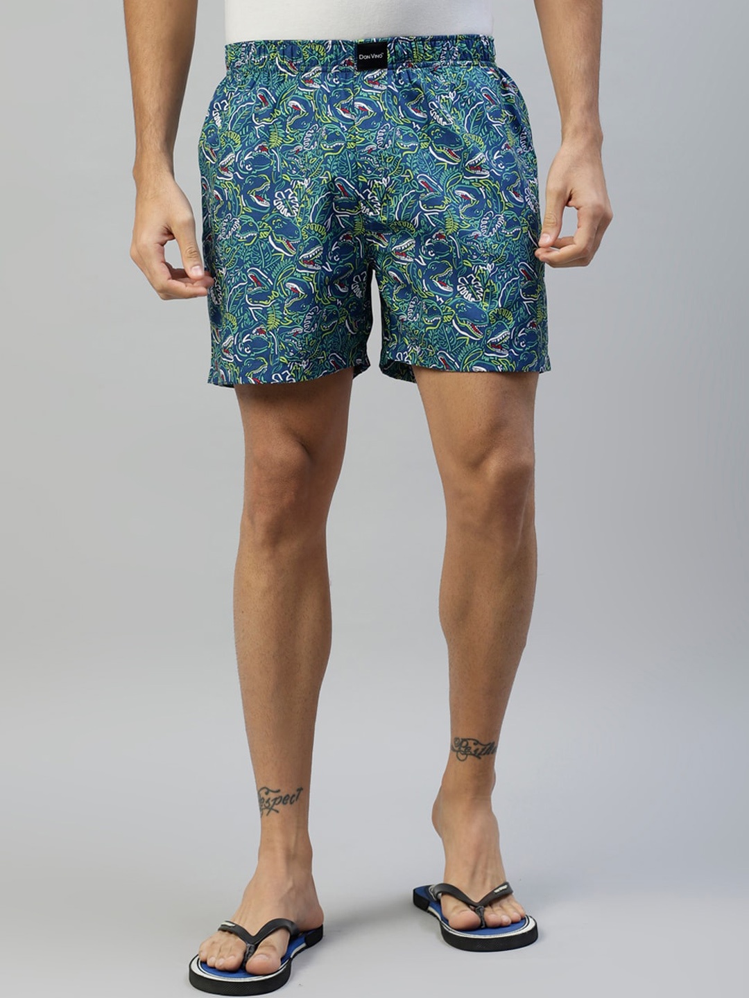 

DON VINO Men Printed Mid-Rise Cotton Boxers, Green