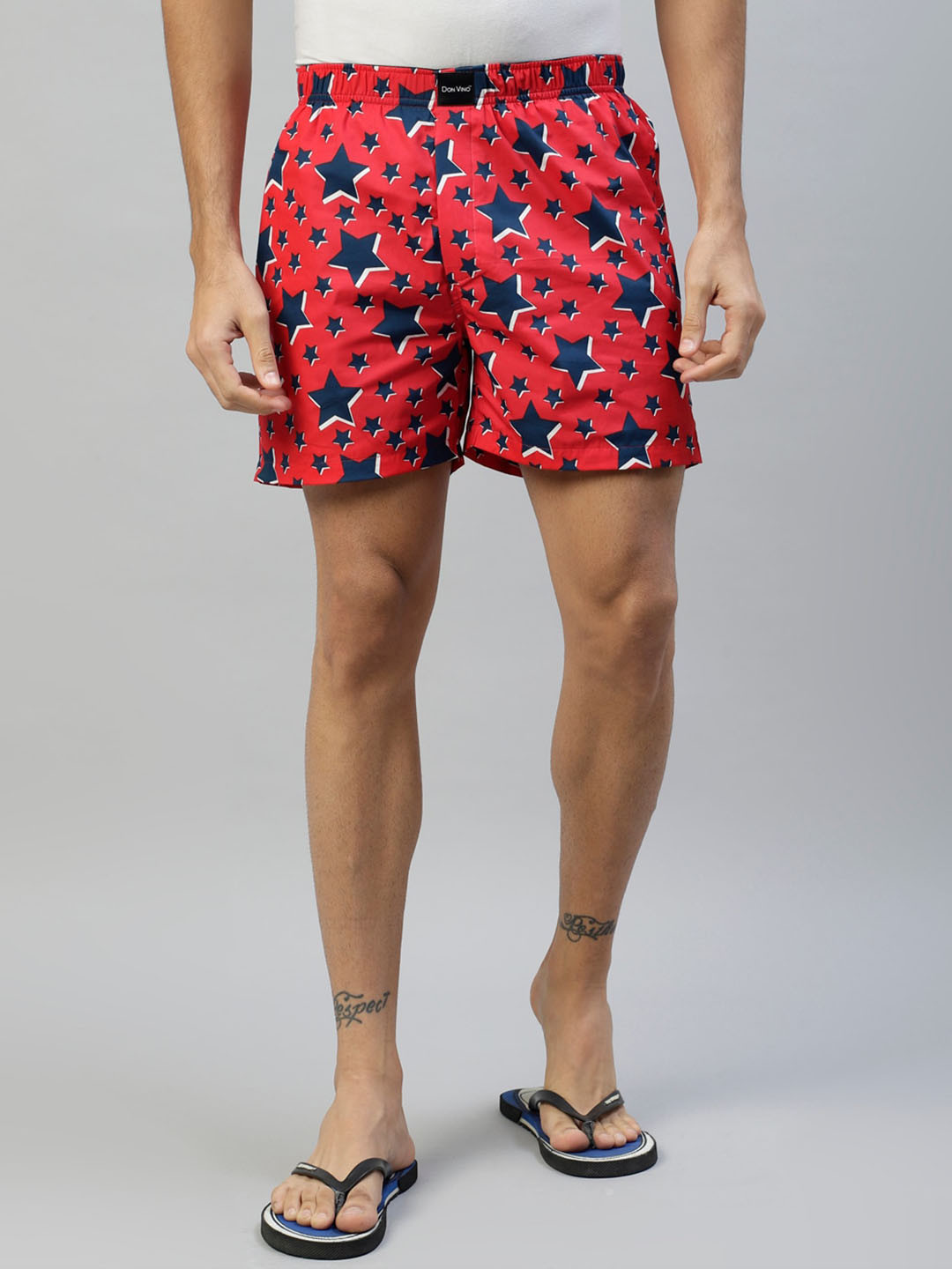 

DON VINO Men Conversational Printed Cotton Lounge Shorts, Red