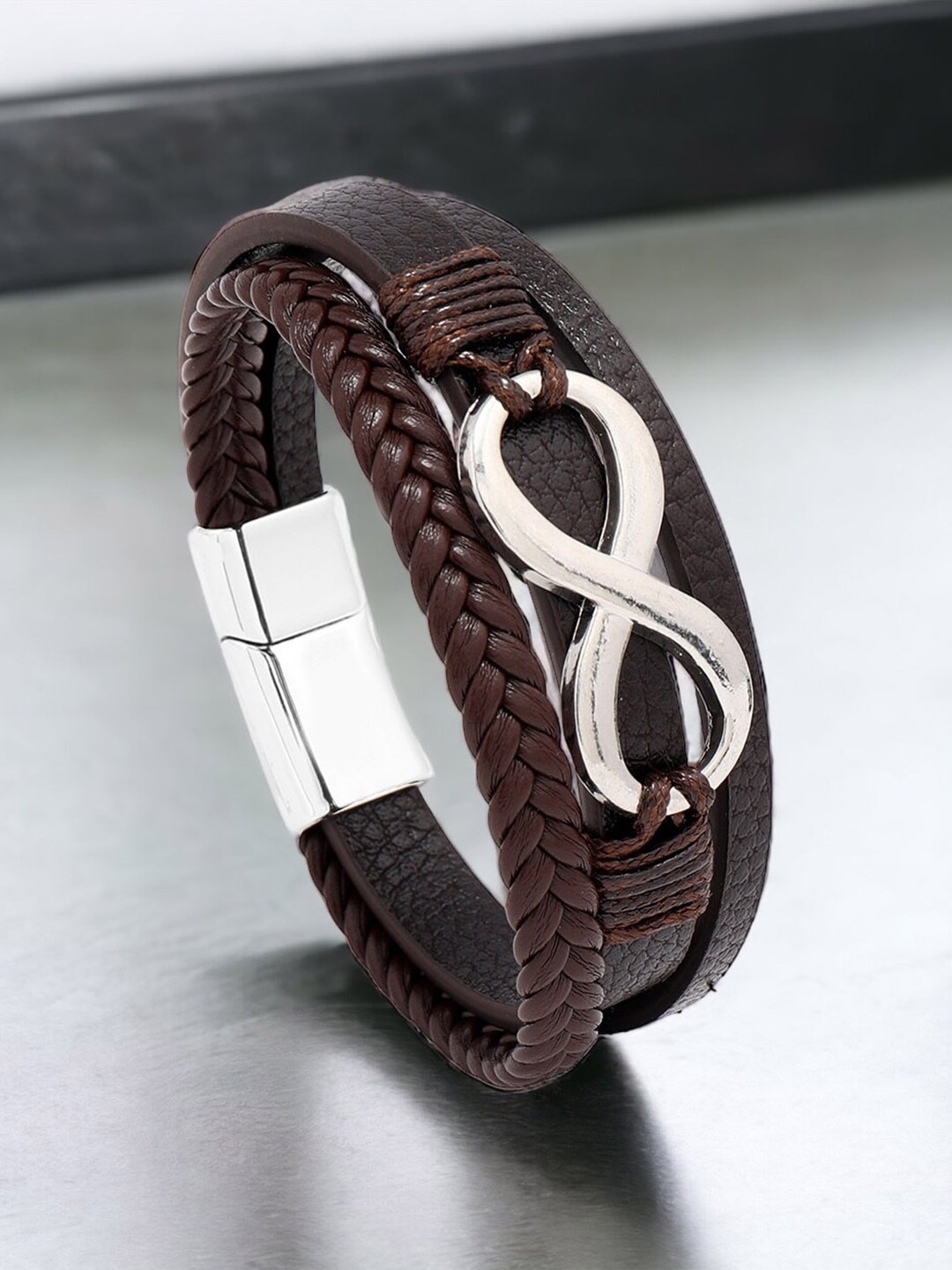 

MYKI Men Leather Multistrand Bracelet, Brown