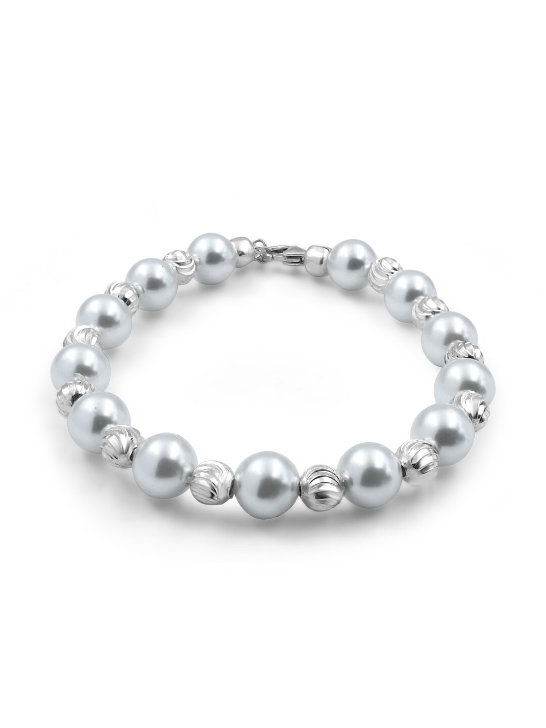 

Zarkan Rhodium-Plated Beaded 925 Sterling Silver Link Bracelet