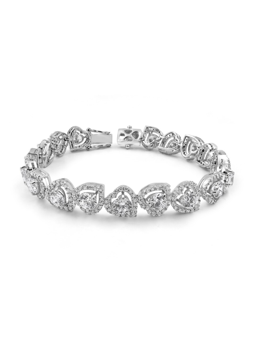 

Zarkan Sterling Silver Cubic Zirconia Rhodium-Plated Link Bracelet