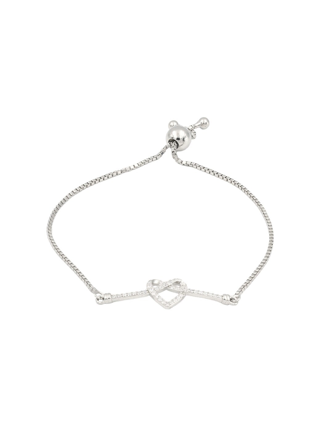 

Zarkan Rhodium-Plated 925 Sterling Silver CZ-Stone Studded Charm Bracelet