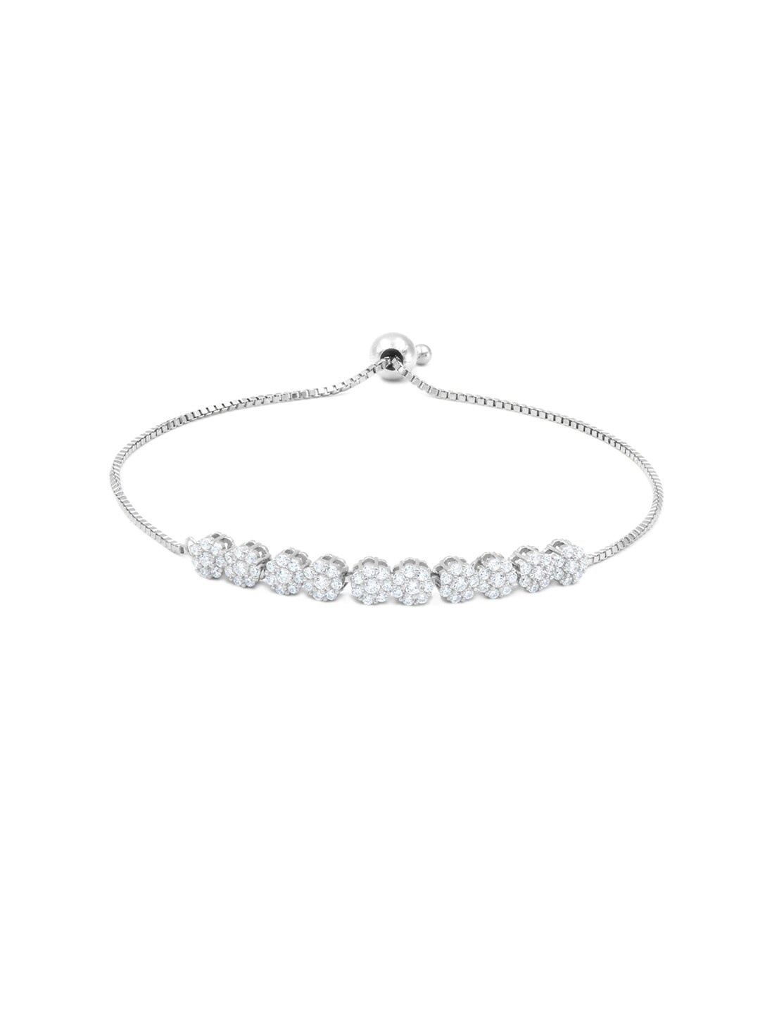 

Zarkan Sterling Silver Cubic Zirconia Silver-Plated Link Bracelet